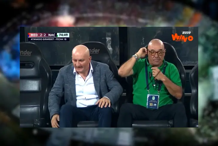 Pablo Repetto y su reacción tras el empate del Medellín Foto: Captura de Win Sports