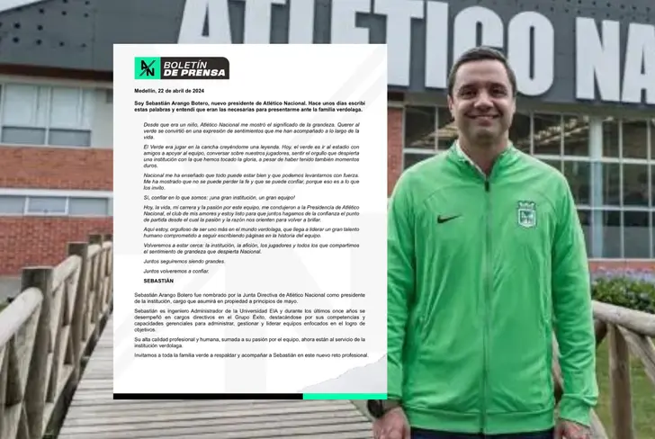 Sebastián Arango, el nuevo presidente de Atlético Nacional Foto: Nacionaloficial