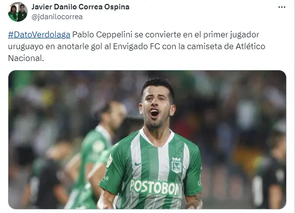 Cepellini está viviendo un gran presente en Nacional Foto: Captura de X @jdanilocorrea