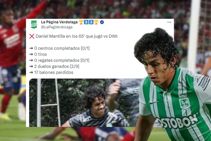 El mal partido de Daniel Mantilla no pasó desapercibido Foto: Captura de X La Página Verdolaga&nbsp;