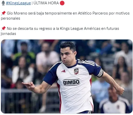 La llamativa decisión de Gio Moreno en Atlético Parceros Foto: Captura de X El Trono