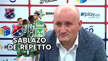 Pablo Repetto, entrenador de Atlético Nacional en conferencia de prensa Foto: Captura de pantalla Dimayor y Escudoteca PN