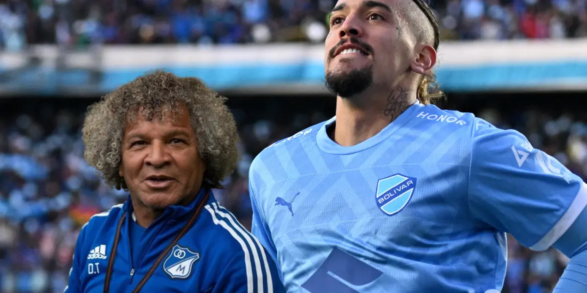 Alberto Gamero, entrenador de Millonarios y Xico Da Costa, jugador del Bolivar de La Paz