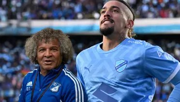 Alberto Gamero, entrenador de Millonarios y Xico Da Costa, jugador del Bolivar de La Paz