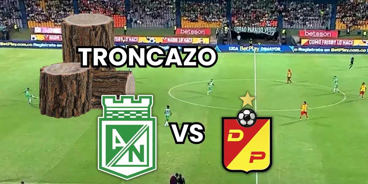 Atlético Nacional sufre ante el Deportivo Pereira Foto: Captura de pantalla Win Sports y Escudoteca PN