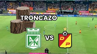 Atlético Nacional sufre ante el Deportivo Pereira Foto: Captura de pantalla Win Sports y Escudoteca PN
