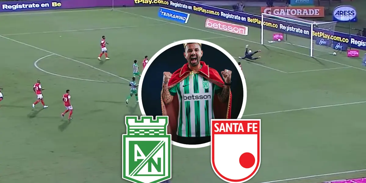 Atlético Nacional vs Independiente Santa Fe Foto: Escudoteca y Captura de Win Sports