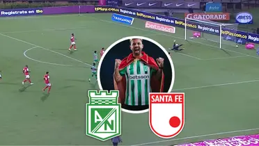 Atlético Nacional vs Independiente Santa Fe Foto: Escudoteca y Captura de Win Sports