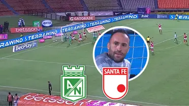 Atlético Nacional vs Independiente Santa Fe Foto: Escudoteca y Captura de Win Sports