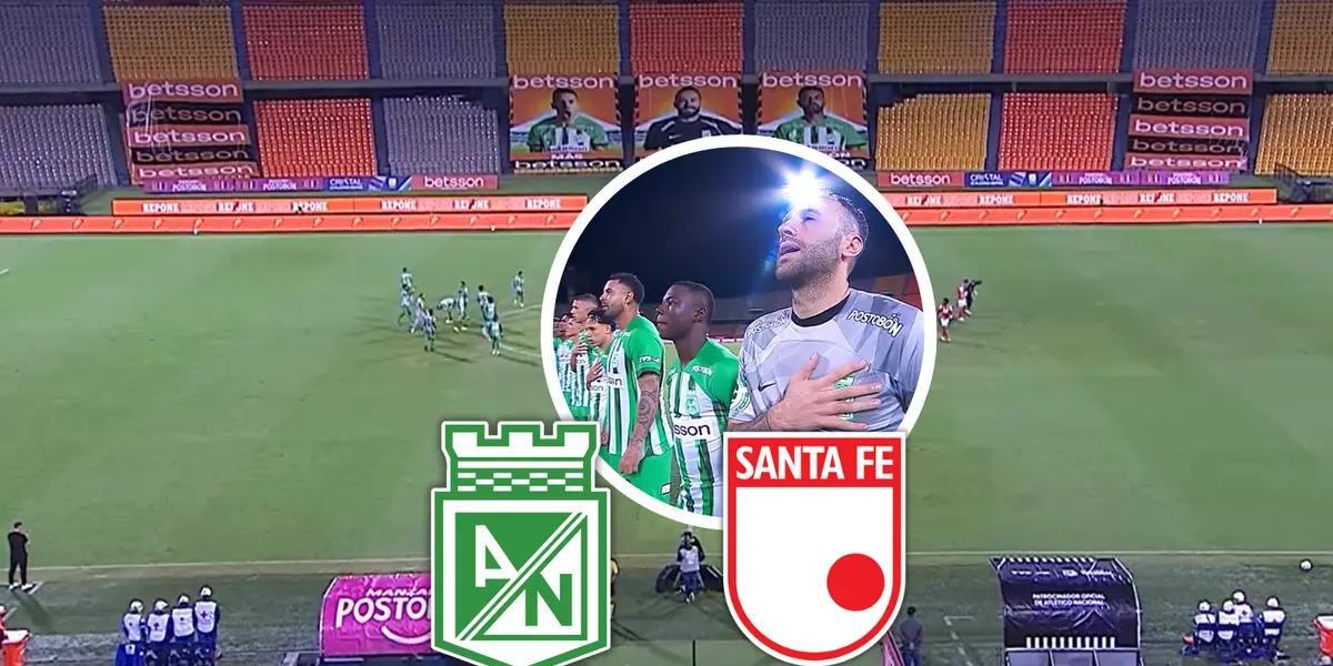 Atlético Nacional vs Independiente Santa Fe Foto: Escudoteca y Captura de Win Sports