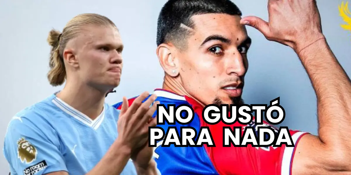 Daniel Muñoz, futbolista del Crystal Palace y Erling Haaland del Manchester City