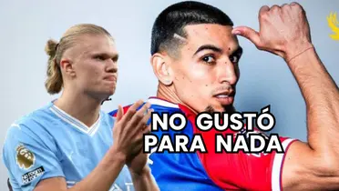 Daniel Muñoz, futbolista del Crystal Palace y Erling Haaland del Manchester City