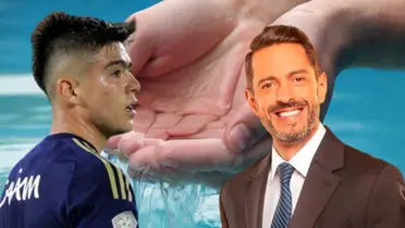 Daniel Ruíz, jugador de Millonarios y el relator y periodista argentino Pablo Giralt