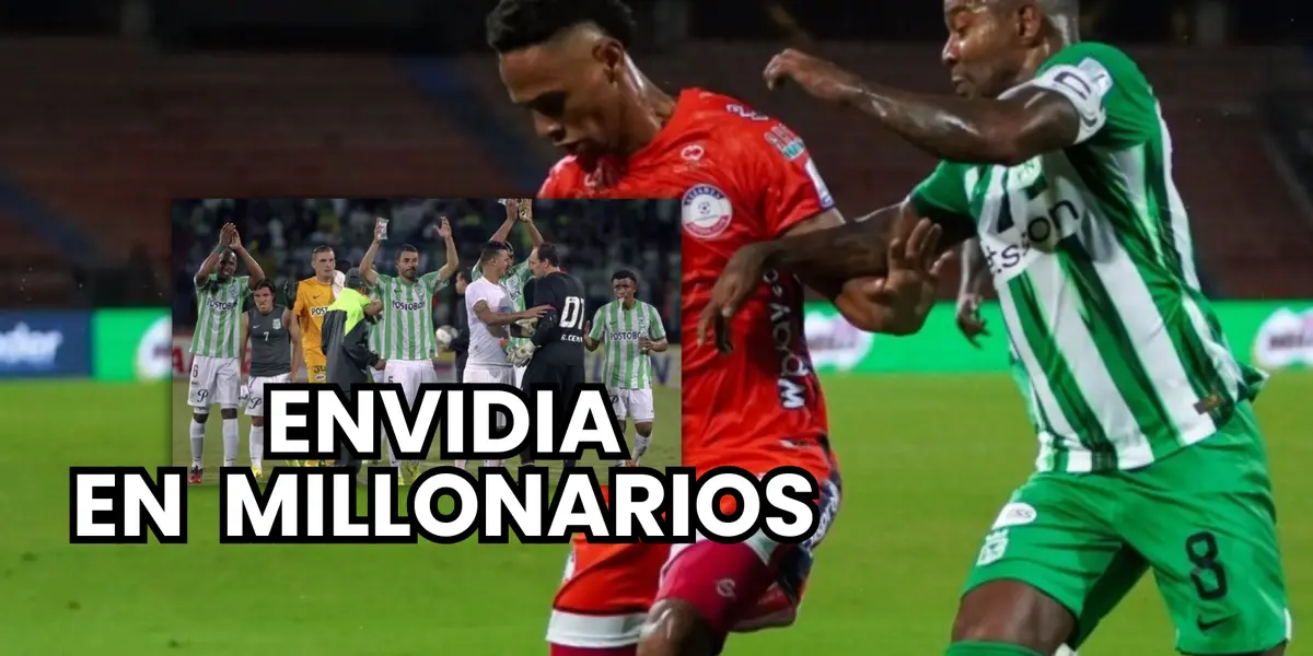 Dorlan Pabón en uno de los duelos en medio de la victoria de Nacional sobre Alianza este semestre