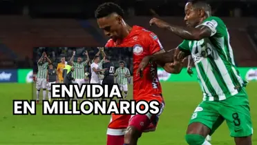 Dorlan Pabón en uno de los duelos en medio de la victoria de Nacional sobre Alianza este semestre