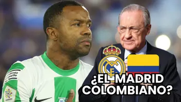 Dorlan Pabón, ex jugador de Atlético Nacional y Florentino Pérez, presidente del Real Madrid