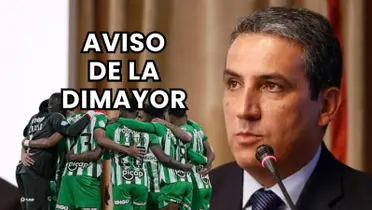 Fernando Jaramillo, presidente de la DIMAYOR y jugadores de Atlético Nacional Foto: Futbolred y DIMAYOR