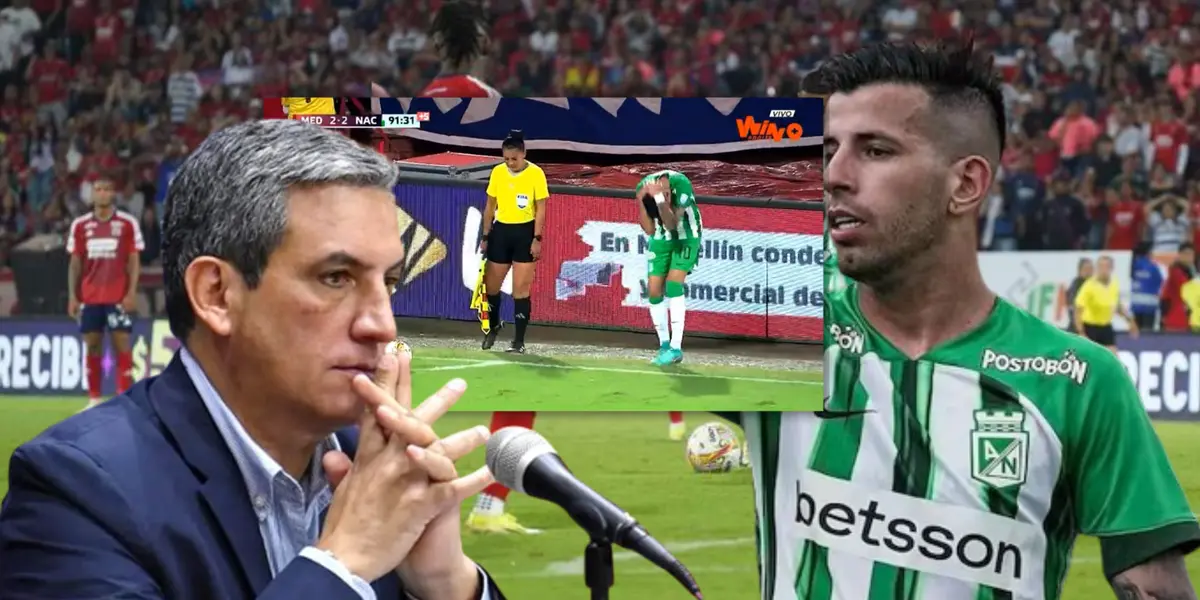 Fernando Jaramillo, presidente de la DIMAYOR y Pablo Ceppelini, jugador de Atlético Nacional Foto: Futbolred y Win Sports