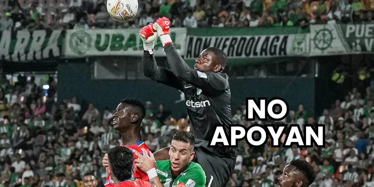 Harlen Castillo disputando una pelota en medio del Nacional vs Pasto de este domingo