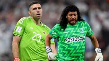 Higuita es un ídolo de Atlético Nacional y así reaccionó Dibu Martínez al verlo