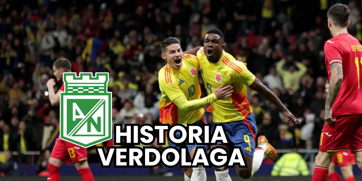 James Rodriguez y Jhon Córdoba celebrando uno de los tantos de Colombia frente a Rumania