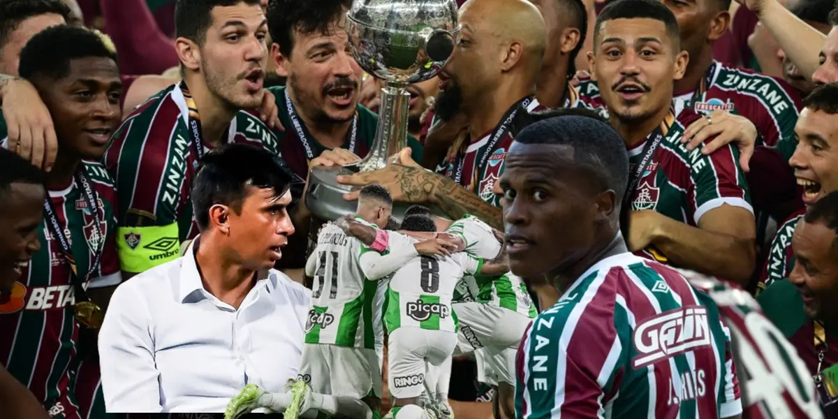 Jhon Arias y jugadores de Nacional