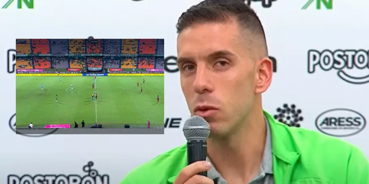 Juan Felipe Aguirre, capitán de Atlético Nacional en rueda de prensa Foto: Captura de DIMAYOR y Win Sports