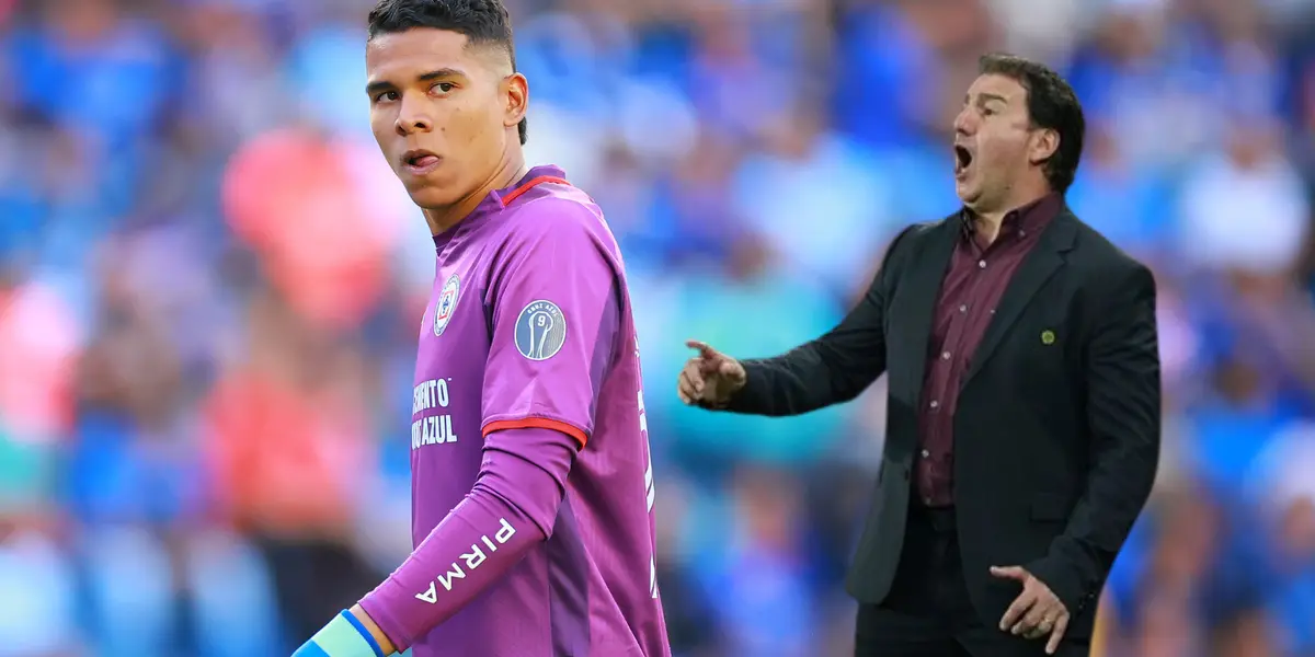 Kevin Mier, guardameta de Cruz Azul y Néstor Lorenzo, DT de la Selección Colombia