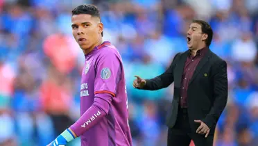 Kevin Mier, guardameta de Cruz Azul y Néstor Lorenzo, DT de la Selección Colombia