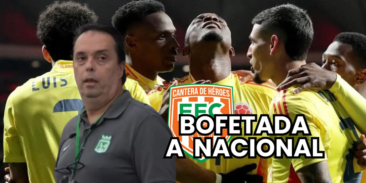 Mauricio Navarro, presidente actual de Atlético Nacional y la Selección Colombia de mayores celebrando en Madrid