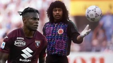 René Higuita fue recordado por Duván Zapata en un entrenamiento.
